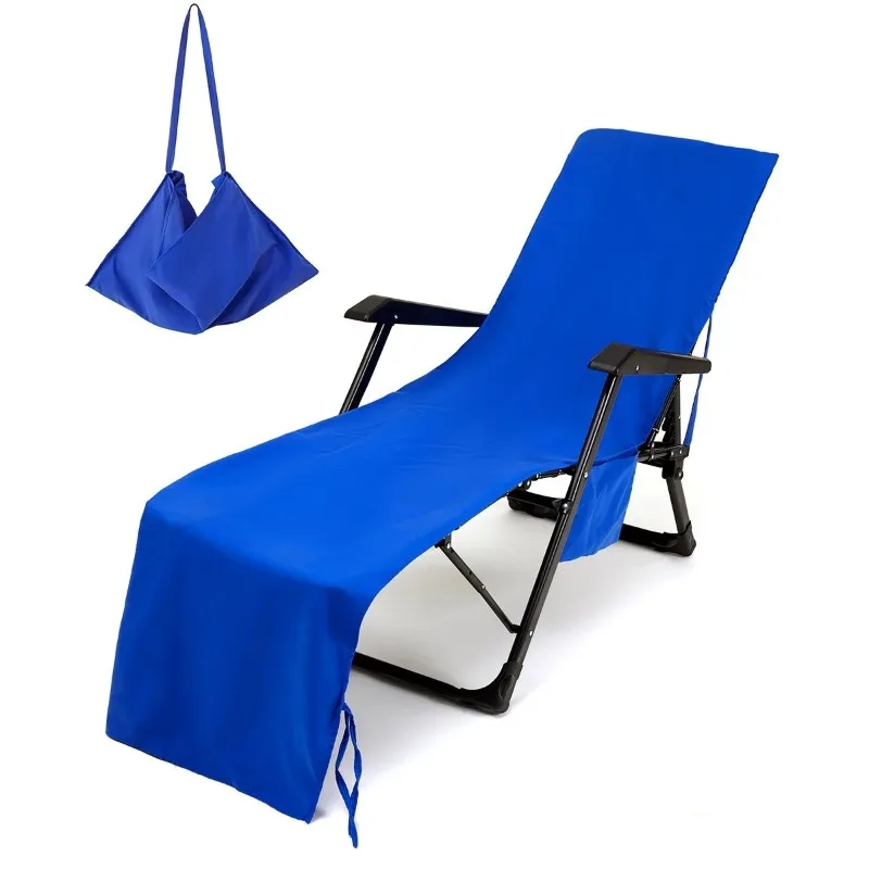 Quick-Dry Microfiber Lounge Chair Cover with Pocket Beach Chair Towel for Swimming Pool Park Sunbathing Fits Most Chairs