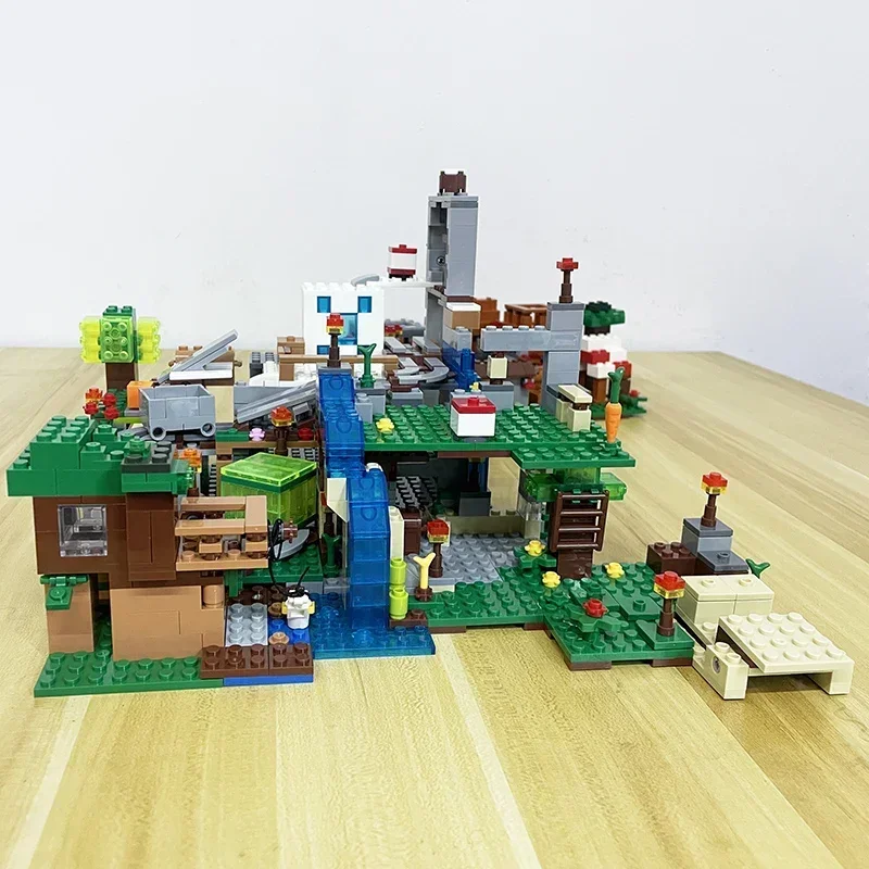 980 + PCS Mountain Cave Village Árvore Casa Blocos de Construção Tijolos Brinquedos Infantis