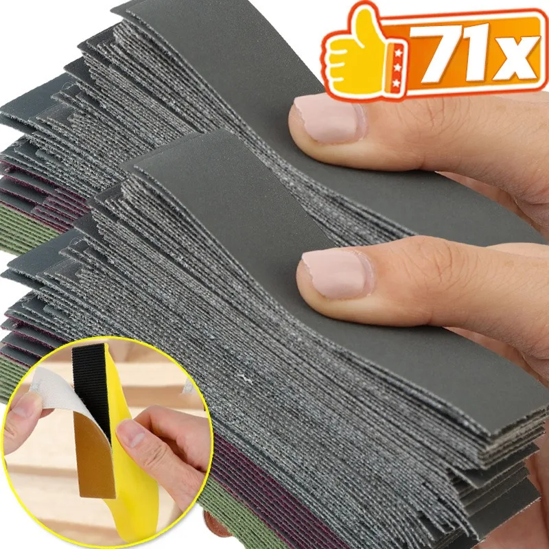 

Hand Sandpaper Mini Sander Kits Loop Sander Paper Assorted Grit Wet Dry Sanding Strip Polishing Detail Tool with Hand Millstone