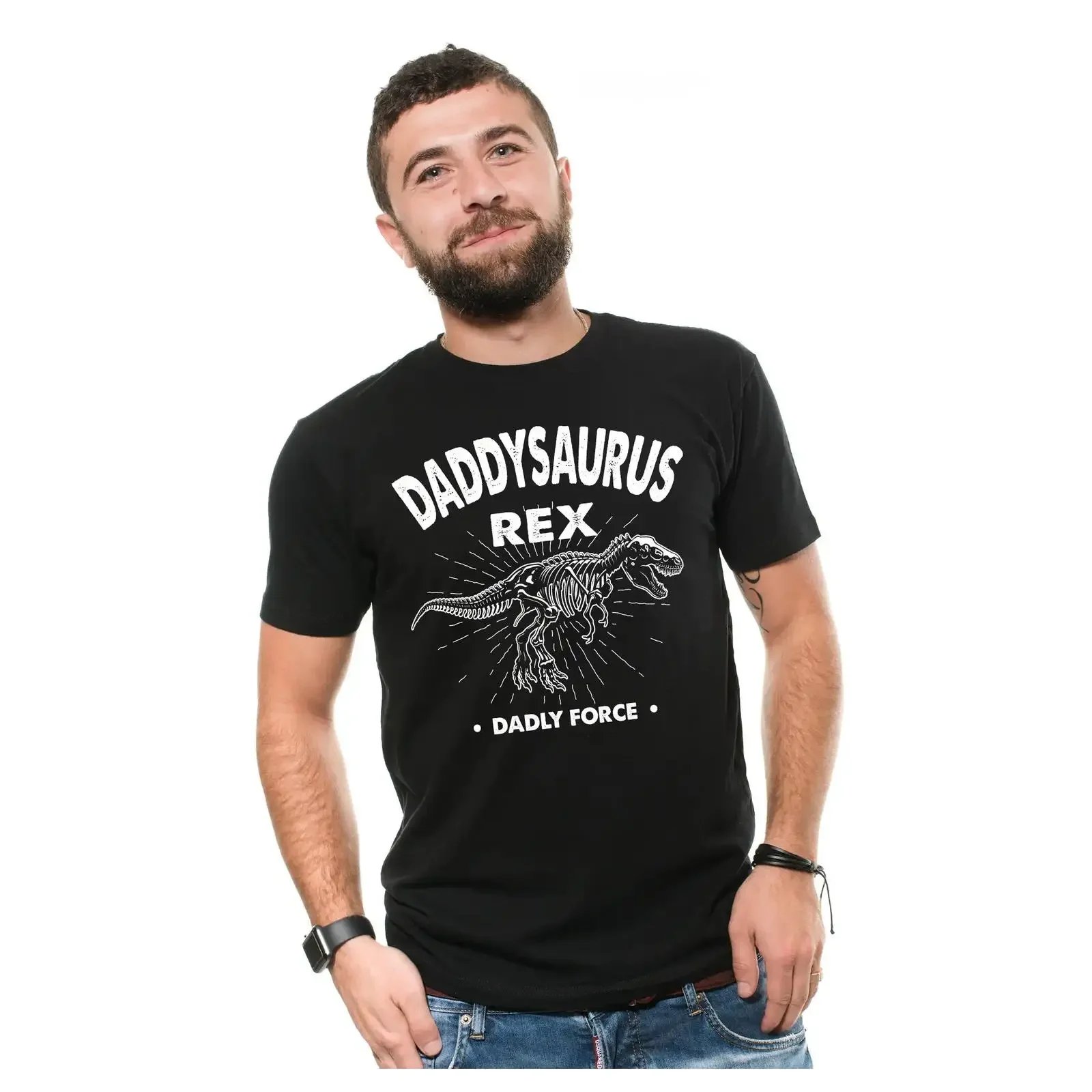 Daddy Saurus T Shirt Dinosaur Dad Rex Father's Day vintage Washed graphic Soft designer clothes Top For Everyday Wear Stretched