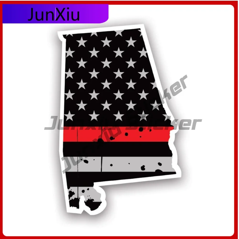 

Street Cute Distressed Thin Red Line Alabama State Shaped Subdued Us Flag Sticker Decal American Made Uv Protected Fire