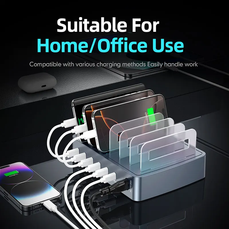 120 واط العالمي متعدد USB C شاحن PD 30 واط سطح المكتب شحن سريع Sation الهاتف/الكمبيوتر اللوحي/حامل قاعدة حامل آيفون سامسونج