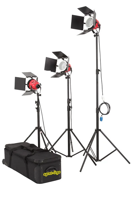 Kit 3* PRO 800w Red Head Continuous Light with cooling frame +6* Bulb+3* Stand+1*Flycase soft flood lighting