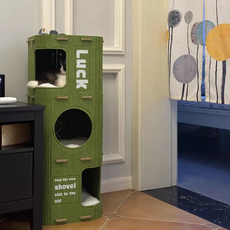 

F6Q Grass Material Multi-layer Cat Nest Spliced Climbing Frame Winter Warm Cat Tree Tower Double-layer Shelter Multi-cat Family