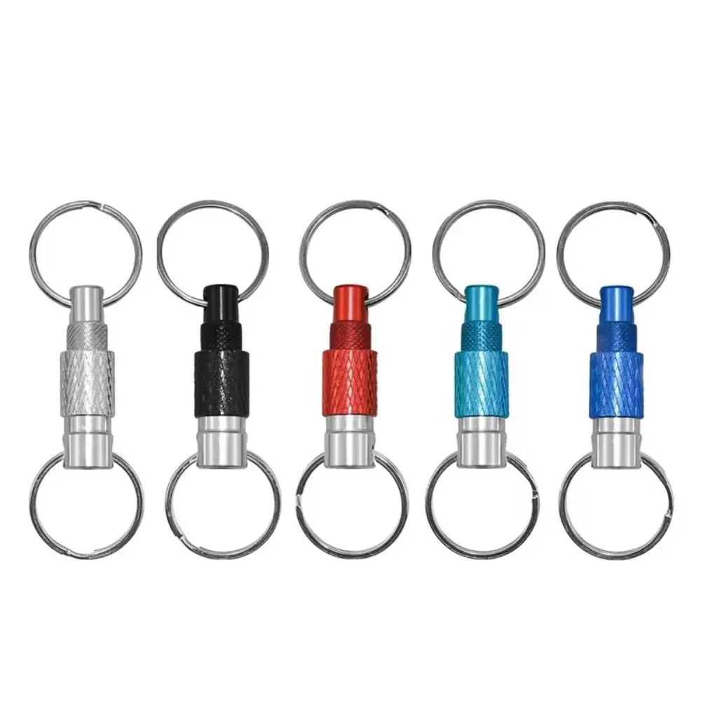 Double Headed Quick Release Keychain Aluminum Alloy Retractable Clip Pull Apart Buckle Mini 360° Rotation Pull Apart Key Rings
