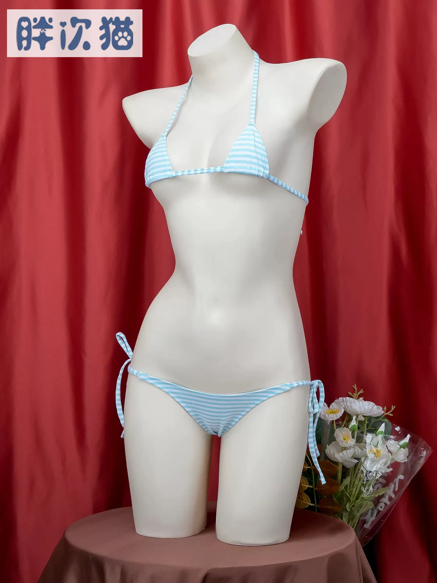 Mini Striped Bikini Bandage Underwear Sets Three point style School Cosplay Costume Girls Uniform Bikini