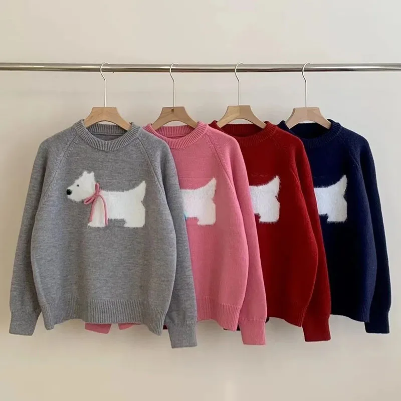 Cartoon O Neck Women Sweater Solid Soft Knitwear Jumper Female Tops Autumn Long Sleeve Women pullovers Sweater