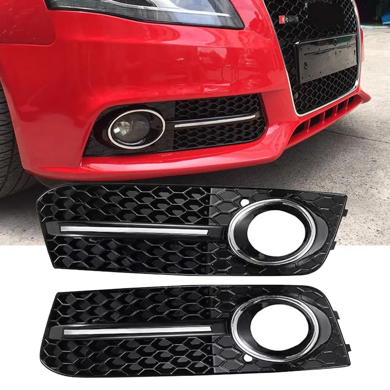 

For Audi A4 B8 S-line 2009 2010 2011 2012 Fog Lamp Cover Grill Front Honeycomb Grille Bumper Racing Grills Fog Lamp Frame Car