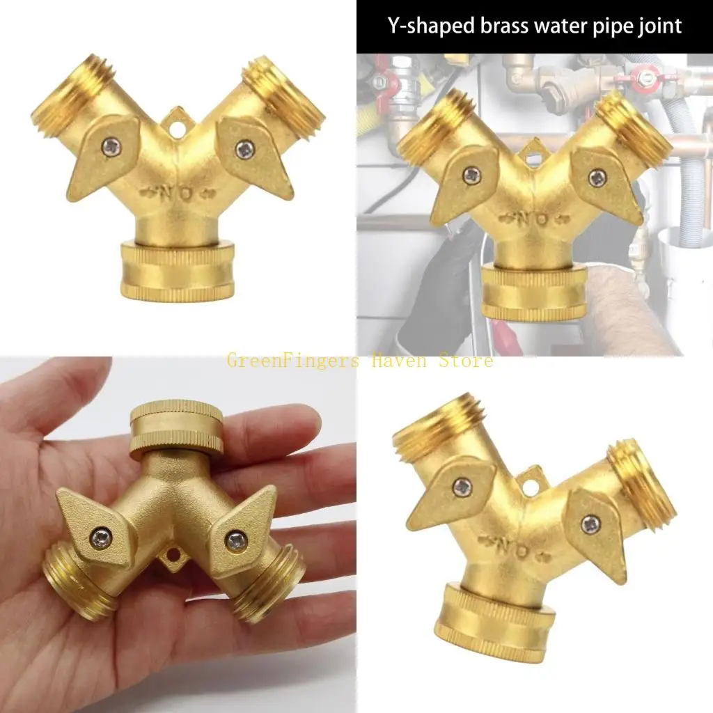 

F68d садовый шланг Y Splitter Heavy Duty Brass Two Outlet Adapter с клапанами