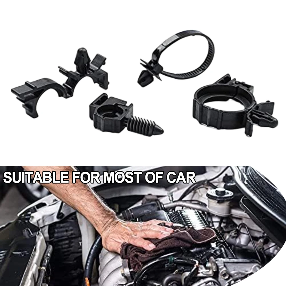 Cable Fasteners BLACK Wiring Harness Clips Nylon 6 Different Sizes Vibration Resistant Plastic Storage Box For MAZDA