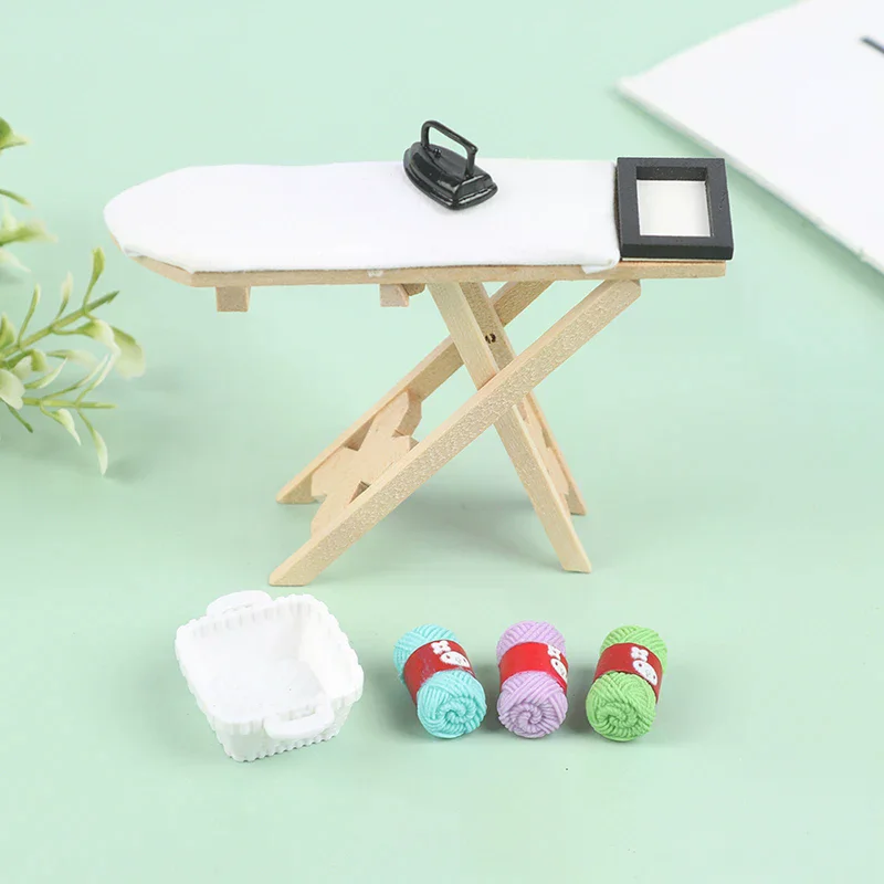 /GJ/1:12 Dollhouse Miniature Furniture Ironing Board Scene Set Doll House Home Decor