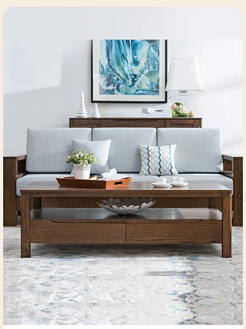 

All solid wood coffee table Nordic log coffee table Simple modern oak living room Small apartment tea table