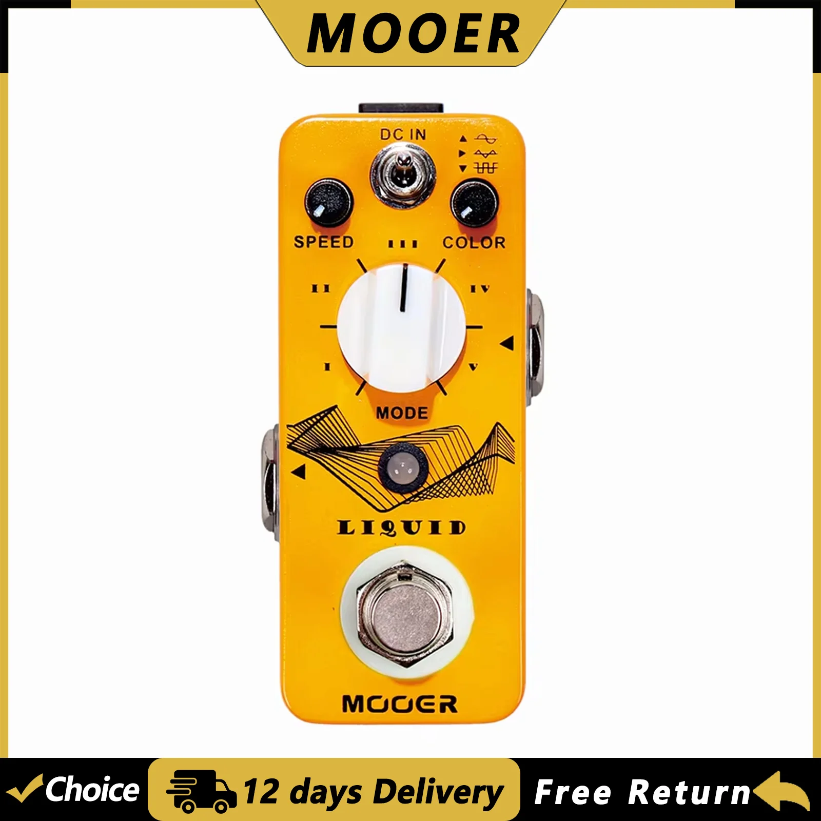 MOOER LiquidGuitar digitaal phaser-effectpedaal met 5 verschillende effecten, 3 selecteerbare golven, True Bypass, accessoires voor gitaaronderdelen