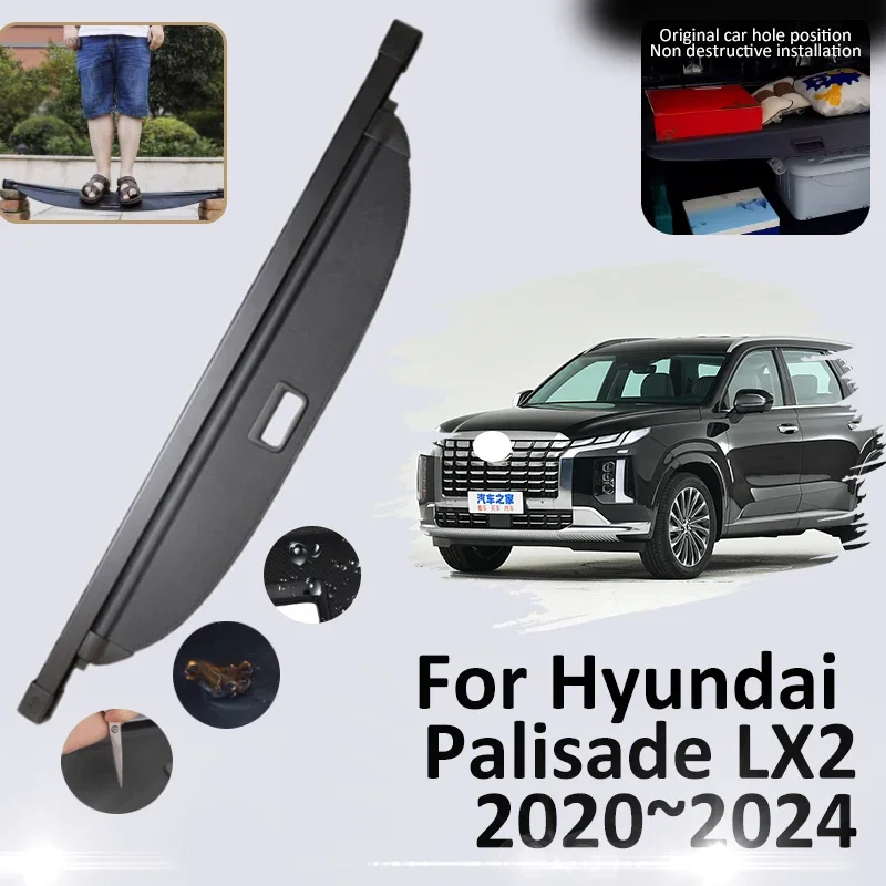 

Car Trunk Cargo Cover For Hyundai Palisade LX2 2020 2021 2022 2023 2024 Car Security Shield Rack Curtain Partition Accessories