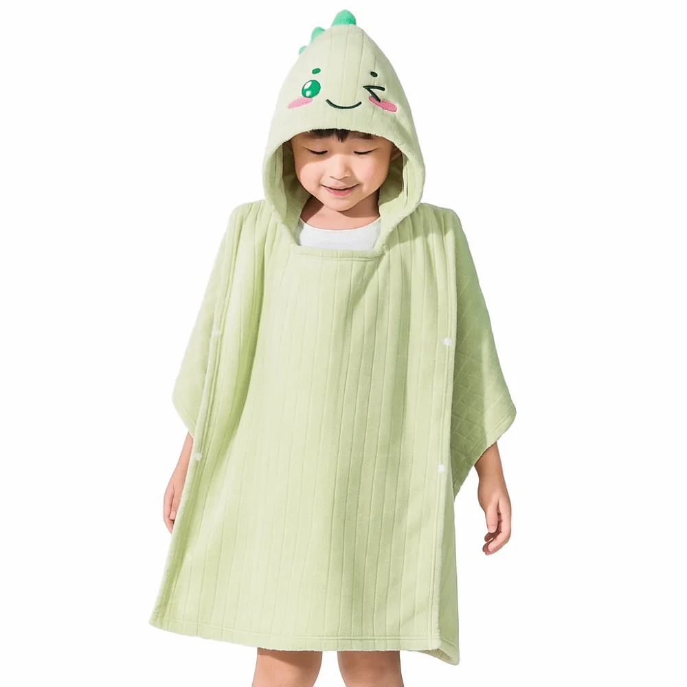 

Cartoon Dinosaur Baby Bath Towel Quick-Drying Soft Cartoon Cloak Towel Coral Velvet Water Absorption Hooded Bathrobe
