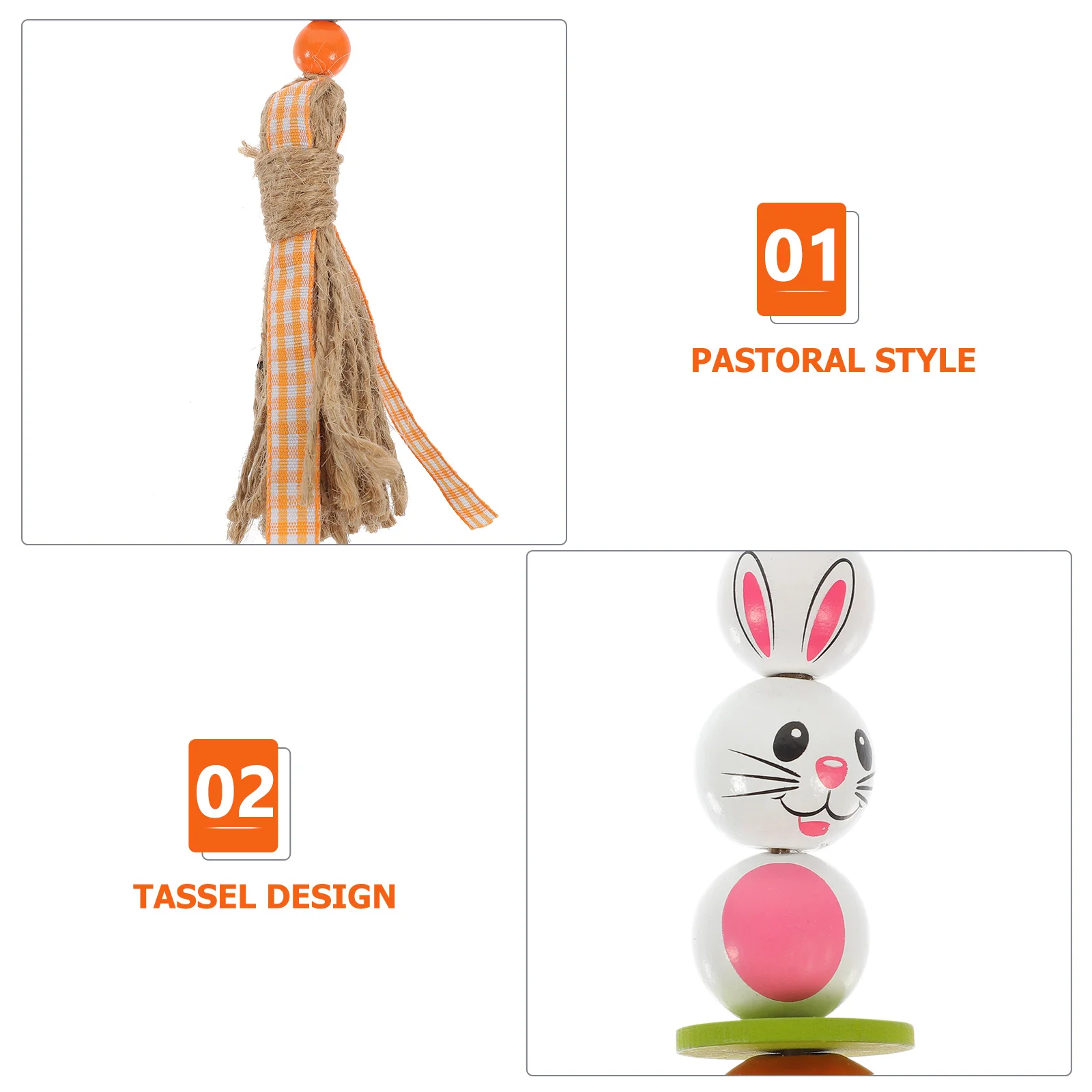 

2Pcs Easter Wooden Beaded Garland Tassel Farmhouse Rustic Hanging Pendant Decorative Beads Easter Party Ornament