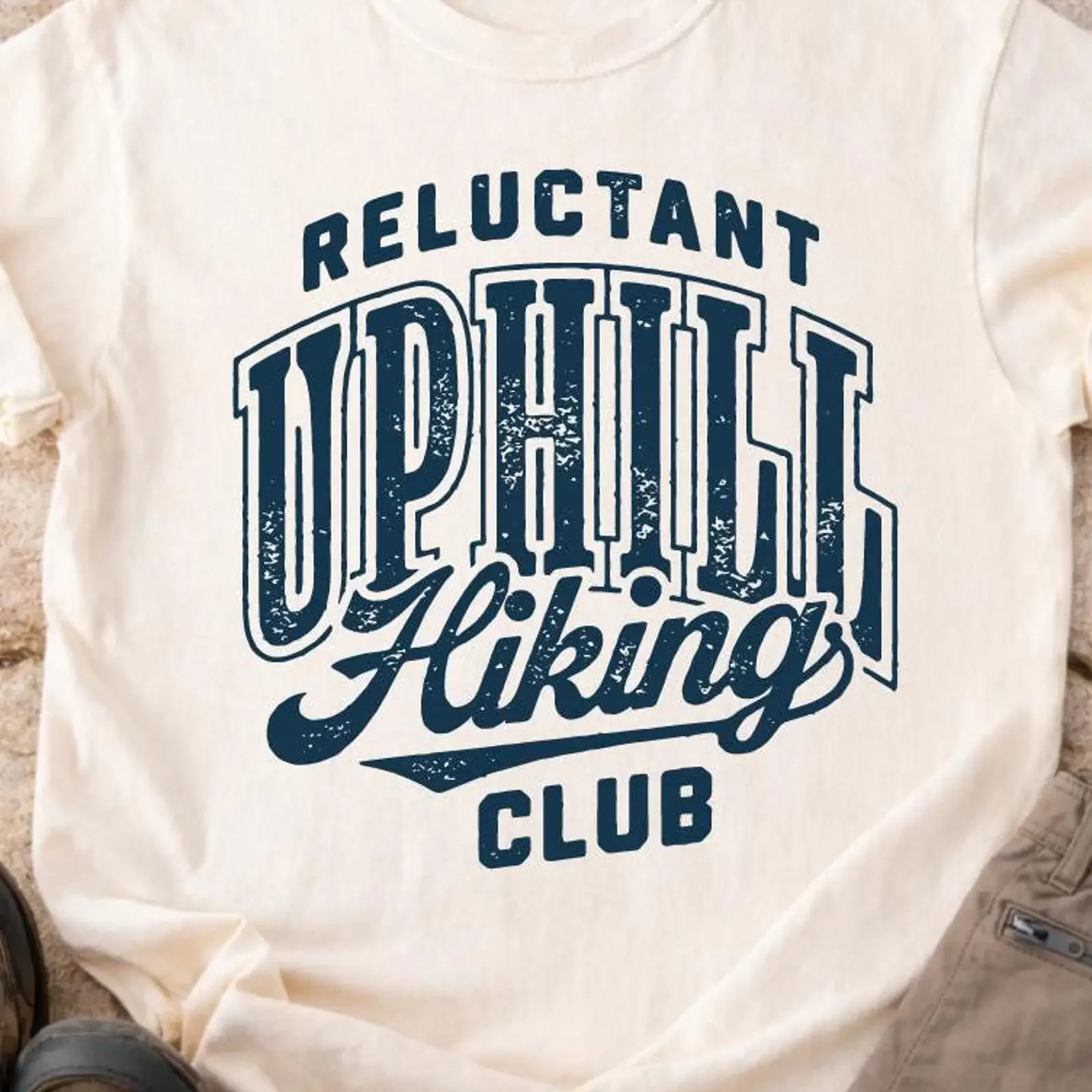 Reluctant Uphill Hiking Club T Shirt Funny for Outdoor Lovers vintage Washed graphic designer clothes Breathable Slightly