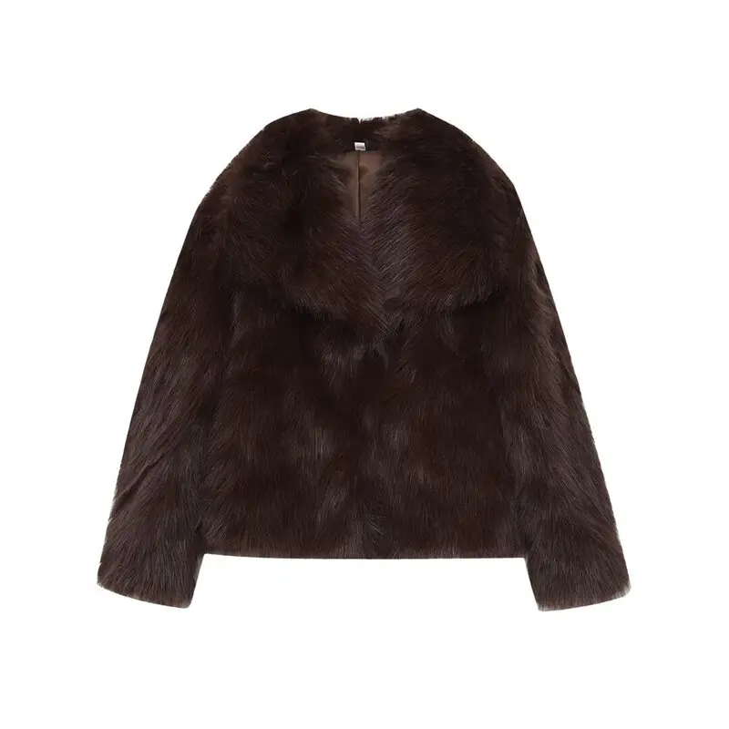 Fall 2025 Women's Loose Versatile Artificial Fur Jaet New Arrival Faion Outerwear Long Sve Regular Length Ladies Coat