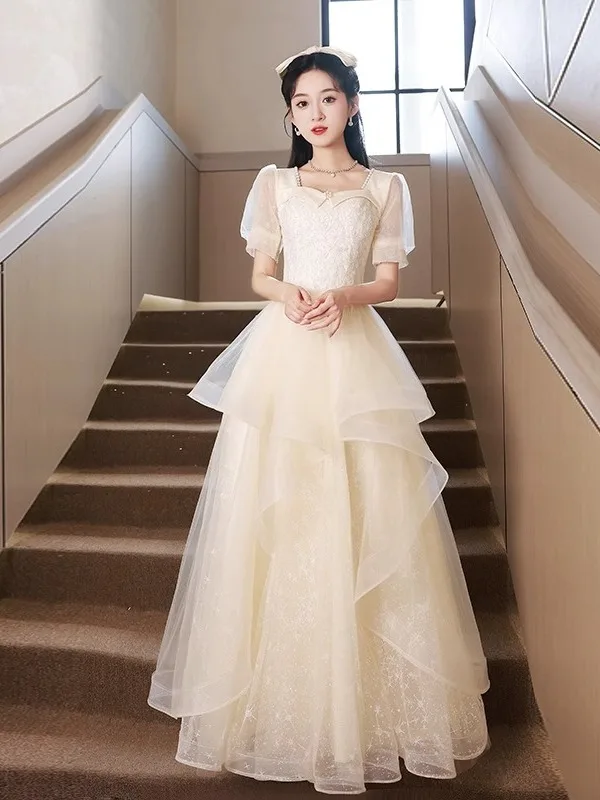 

Вечернее платье цвета шампань для женщин, летнее, элитное, для дня рождения, выпускного, церемоний, А-силуэт, сексуальное, со средней талией