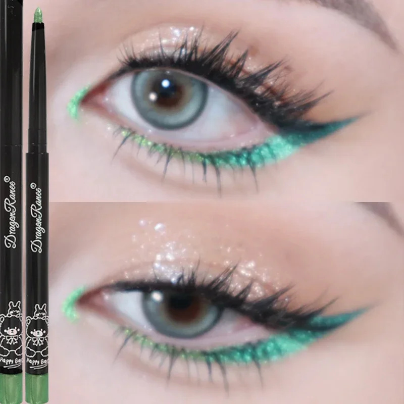 Waterproof Shiny Metallic Eyeliner Gel Pen Glitter Aurora Blue Green Pink Color Eyeshadow Lying Silkworm Pencil Makeup Cosmetics