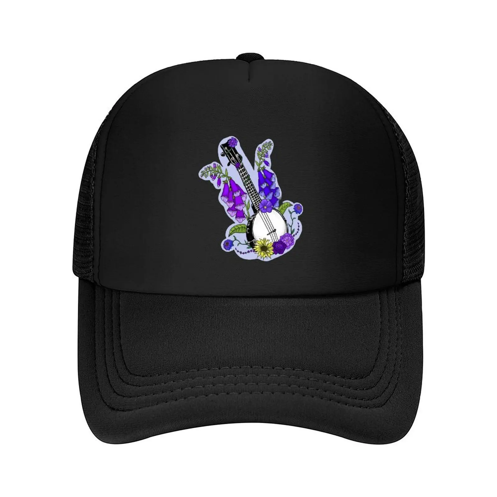 

Banjo with Flowers (Purple) Baseball Cap Bobble Hat Dropshipping hiking hat fashionable Women's Golf Wear Men's