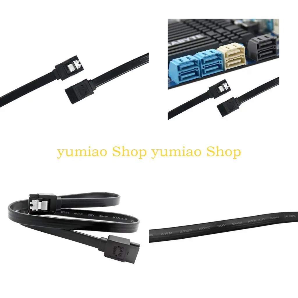 587B 1.31ft Serial 3 Data HDD Hard Disk Drive Cable 6GB/S High Speed ​​Black Straight 40CM