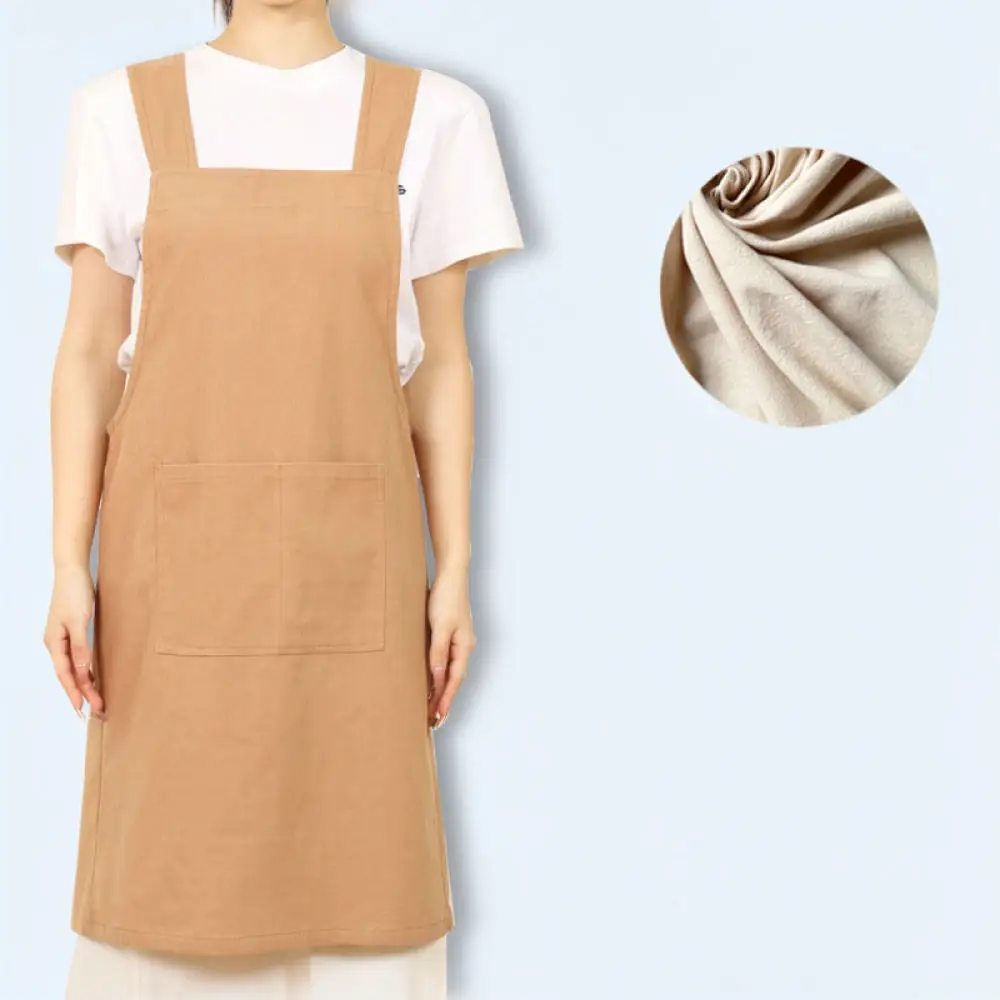 Linen Cotton Kids Apron For Art Craft Painting Classes Japanese Style Smock With Pocket Waterproof Kitchen Bib Durable