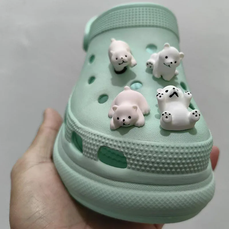 Kawaii Polar bear 3D Cute Resin Shoe Decoration Charm Removable For Holes Sandals Sea Bear Accessies Gift For Holiday Party