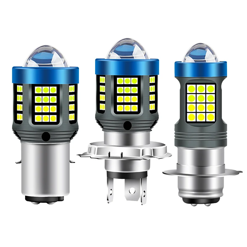 H4 H6 BA20D P15D LED Motorcycle Headlight Dual Color White Yellow Hi Lo Beam Lens Fog Lamp for Motobike Scooter Running Light