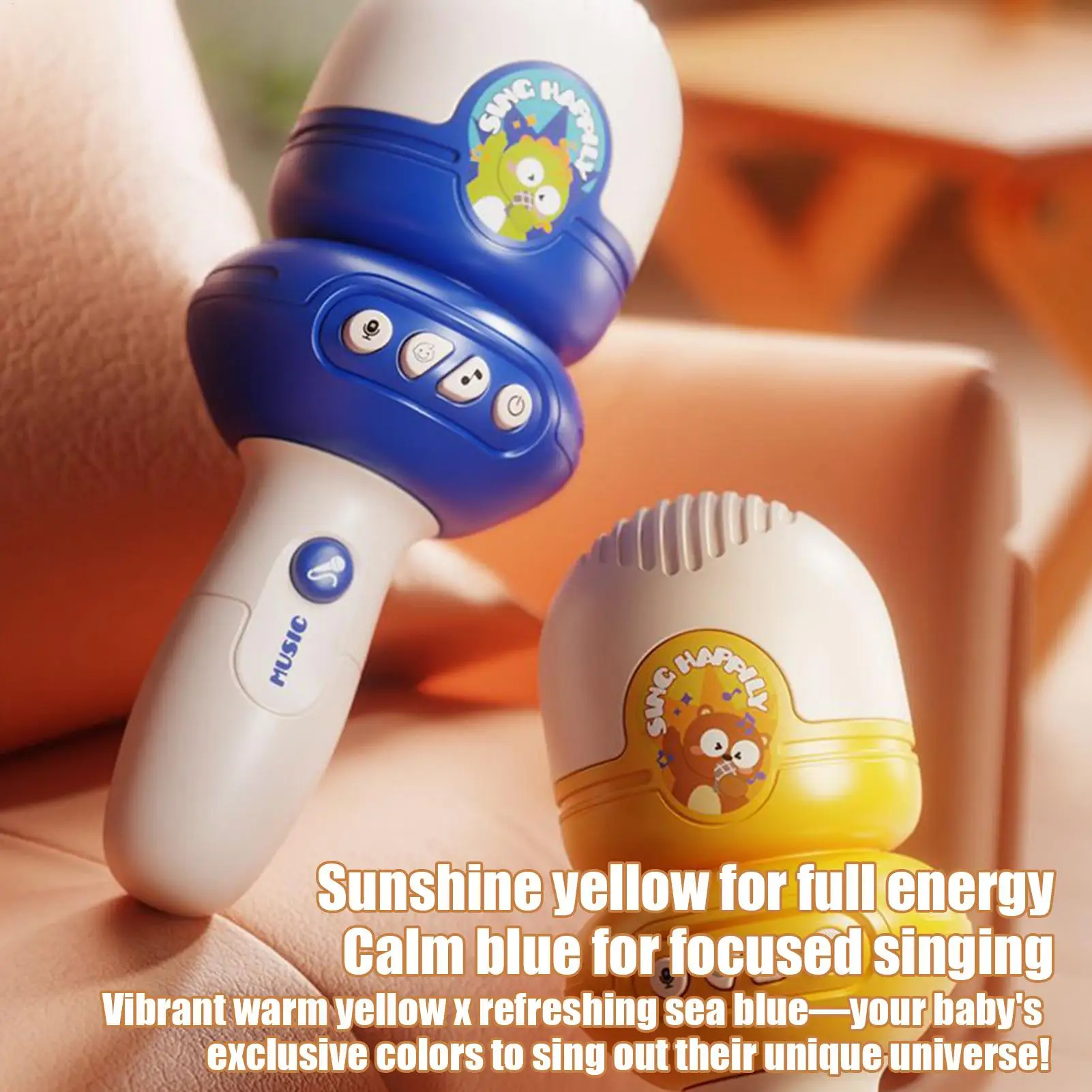 Microfono giocattolo per bambini Microfono con cambio voce per bambini Dispositivo di canto portatile con musica integrata per bambini di 3 anni