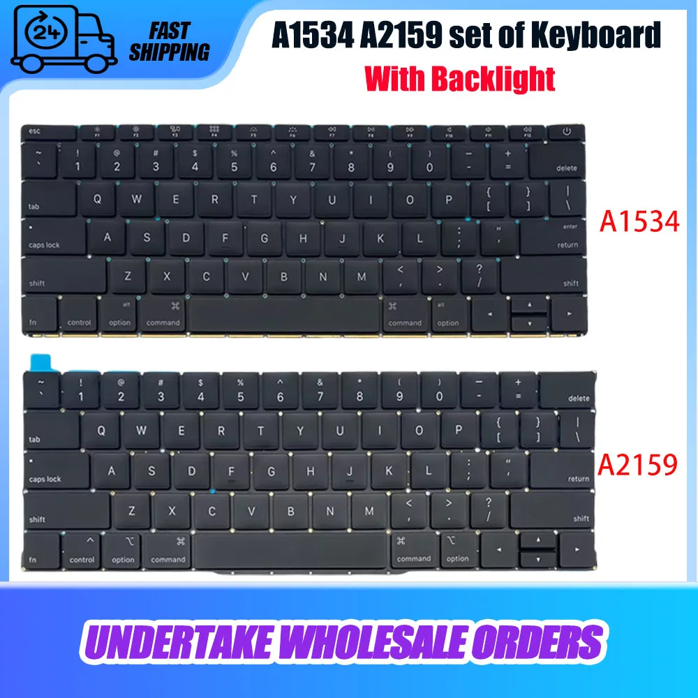 A1534 A2159 Keyboards  US UK Laptop With Backlight For Macbook Pro 12