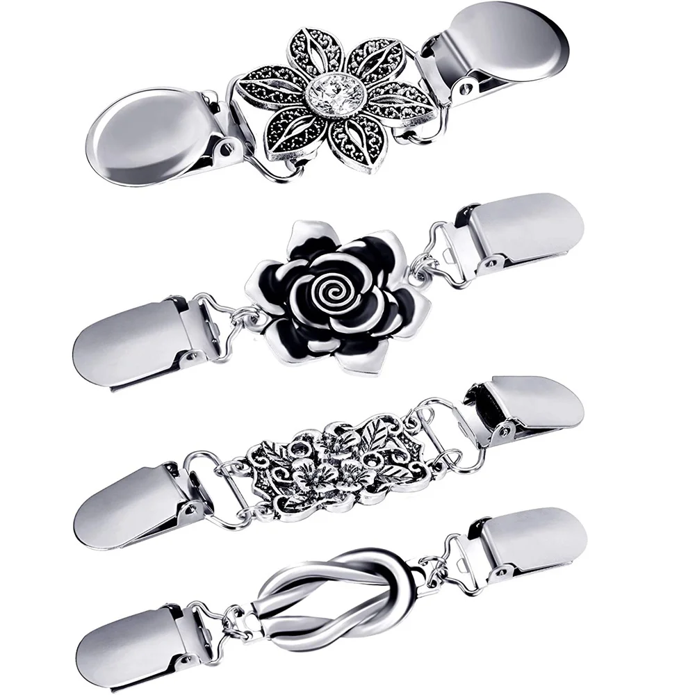 Vintage Sweater Cardigan Clip Duck-mouth Clips Beaded Pearl Pin Brooch Shawl Shirt Collar Buckles Charm Gift Clothing Decor 1PC