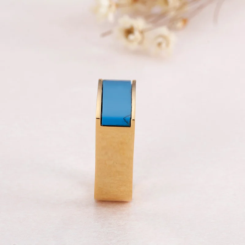 Fashion Colorful Stone Stainless Steel Rings For Women Gold Color Crystal Wedding Party Jewelry