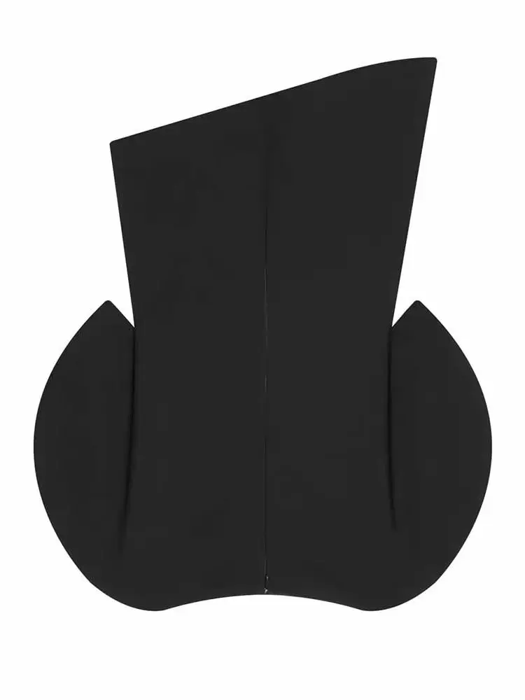 

HH Woman Summer Fashion Design Sense Puff Short Sleeves Asymmetrical Hem Slim Fit Tops Female Versatile Commuting Casual Tops