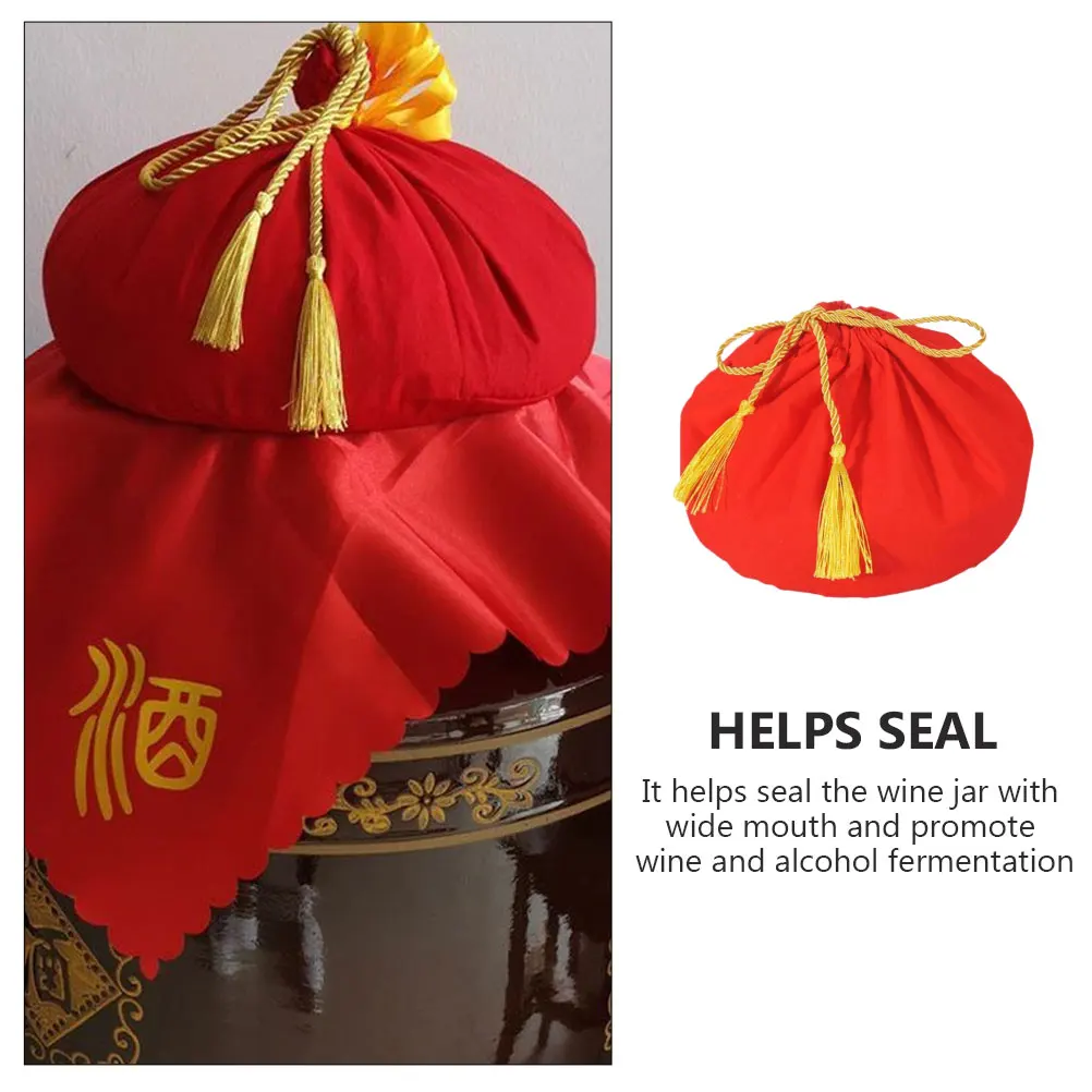 

Wine Jar Fabric Cover Cloth Lid Drawstring Design Practical Sealing Tool for Wine and Alcohol Jars Fabric Jar Covers