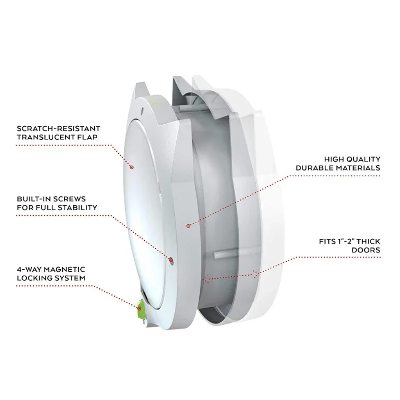 Cats Door Small Round Cat Door With 4-way Lock Pet Plastic Window Lockable Safe Cat Gate Kennel Pet Dog Door for Entry And Exit