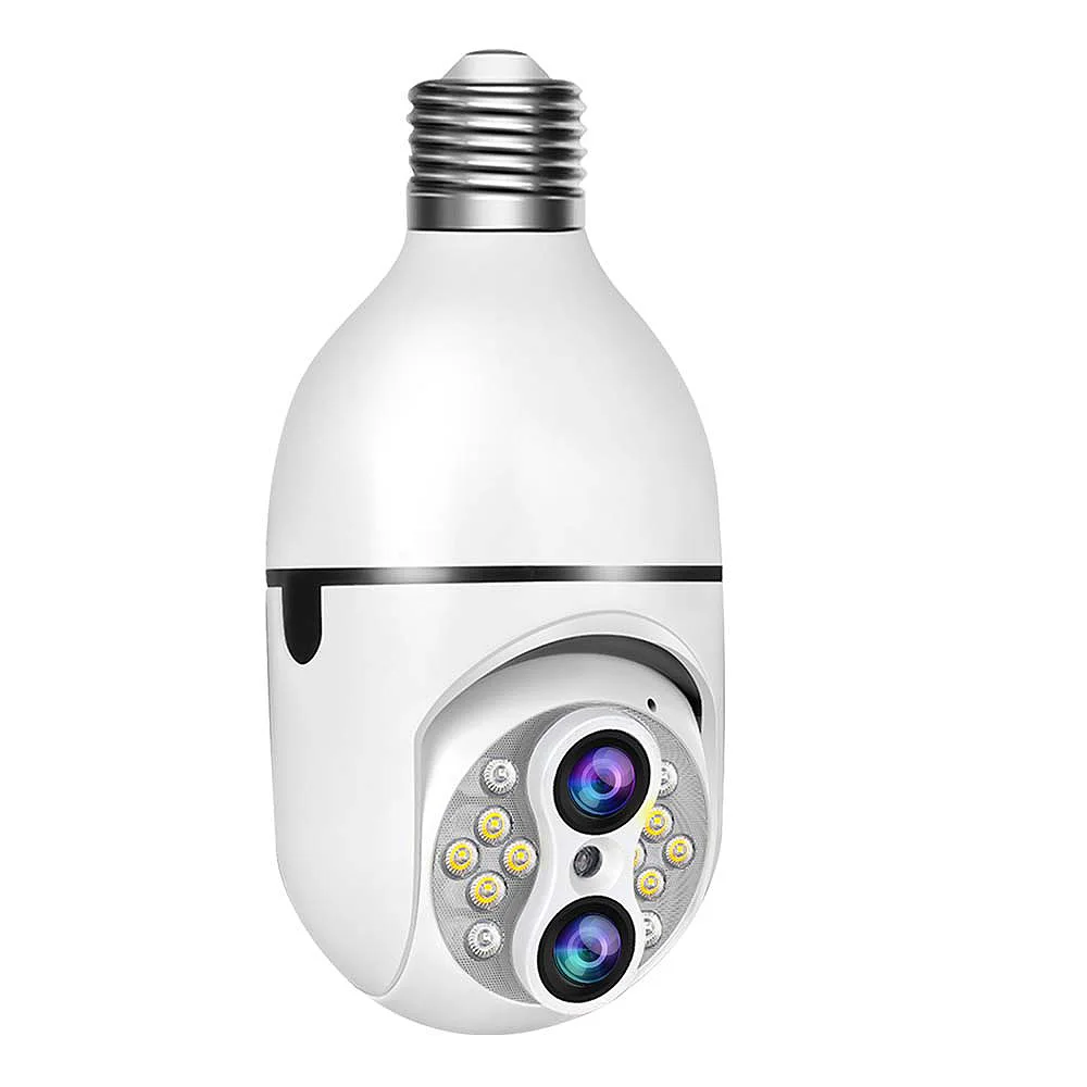 Guudgo E27 2+2mp WiFi Bulb Surveillance Camera Dual Lens 10X Zoom Color Night Vision Motion Detection Two-way Audio PTZ IP Baby