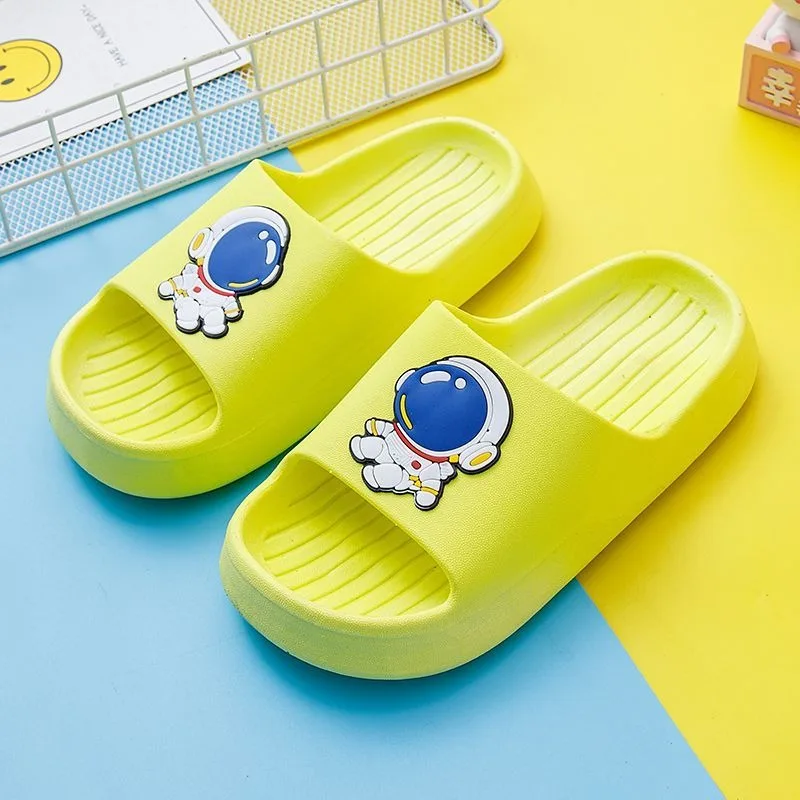 Kids' Astronaut Cartoon Slides Non Slip Soft Sole Indoor Home Slippers for Baby Boys Waterproof Anti Slip Toddler Sandals
