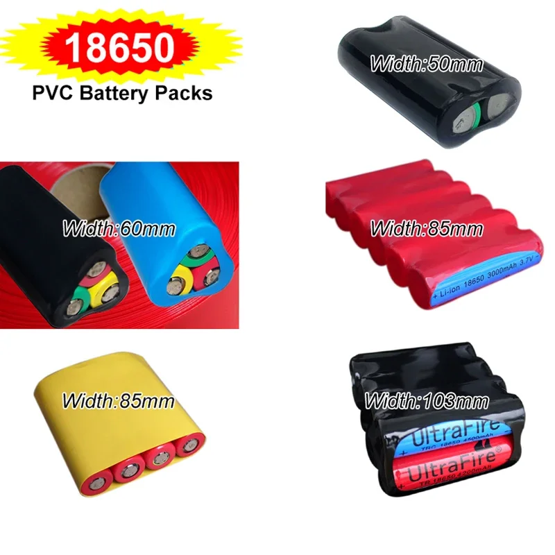 18650 PVC Krimpkous Batterij Zwart Breedte 29,5 mm ~ 300 mm Geïsoleerde beschermingsfolie Wrap lithiumbehuizing Kabelhuls