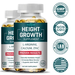 Height Growth Calcium Vitamin D Supplement Natural Vegetarian Capsules Increase Bone Strength Height Promoter Adults Children