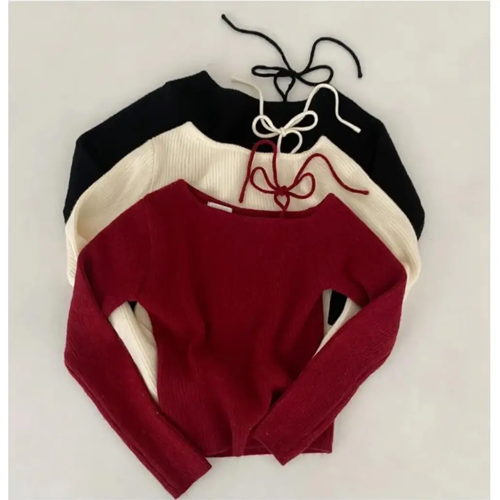 Maglione lavorato a maglia chic con spalle scoperte Faion da donna Design asimmetrico con cintura vestibilità ampia Abbigliamento interno Stagione primaverile autunnale