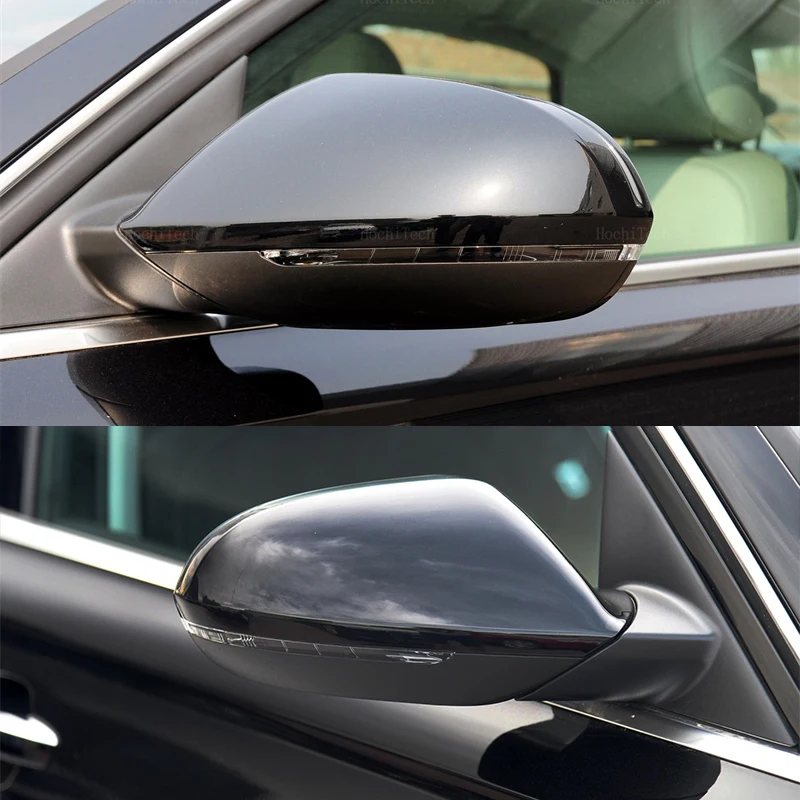 Bright Black Side Mirror Caps For Audi A6 S6 RS6 C7 C7.5 2011 2012 2013-2018 Replacement style Carbon Fiber Mirror Cover Covers