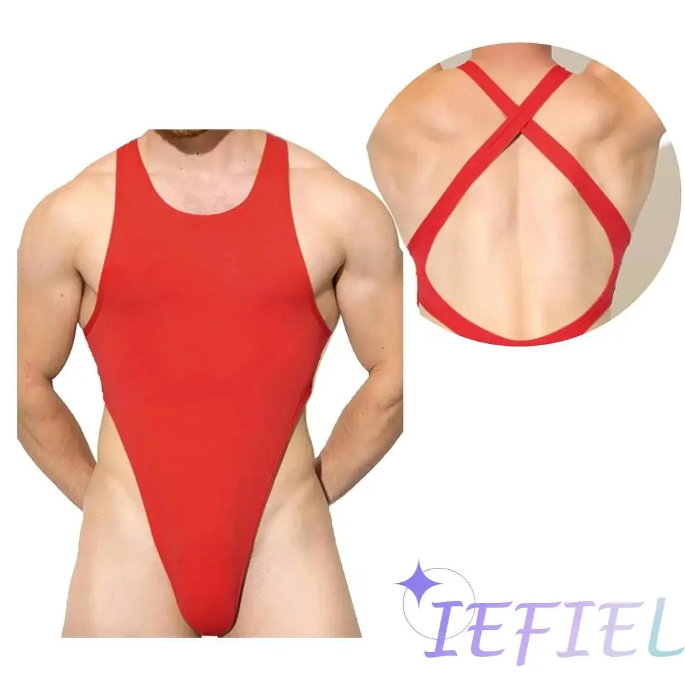 Men High Cut Athletic Sports Workout Underwear Wrestling Singlet Slip Active Jockstrap Jumpsuit Bodywear Shapewear Undershirts