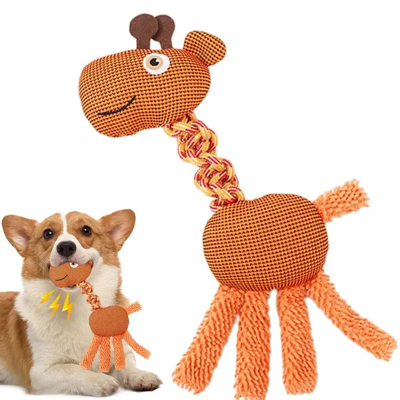 Plush Toy For Dogs Squeaky Toy Plush Doll Cartoon Animal Knot Toy Protective Harmless Pet Accessories Safe Chewing Toy For