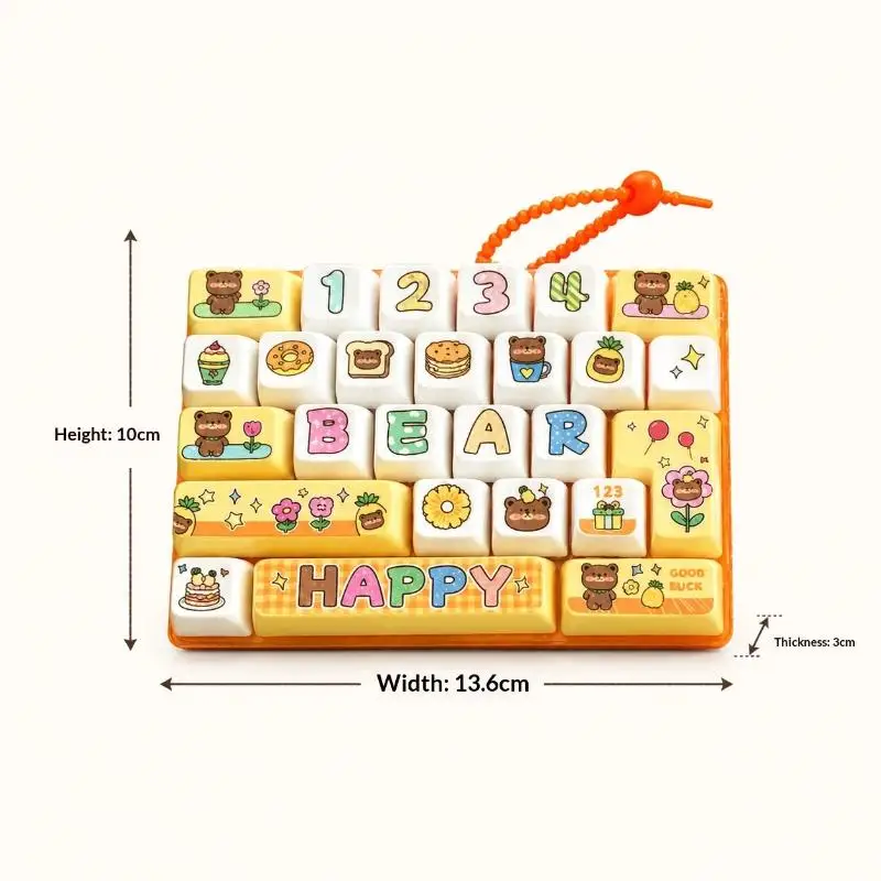 Decompression Button Cartoon Hand Relax Party Favor Accessories Gift 26 Grid Keycap Clicker Anti Stress Fidget Keyboard Keychain