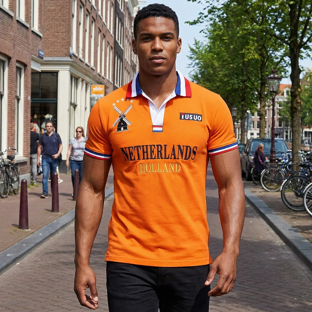 Men's Polo Shirt Netherlands Easter Monday King's Birthday All Saints' Day Christmas Day Cotton Embroidery Stitching Color Holla
