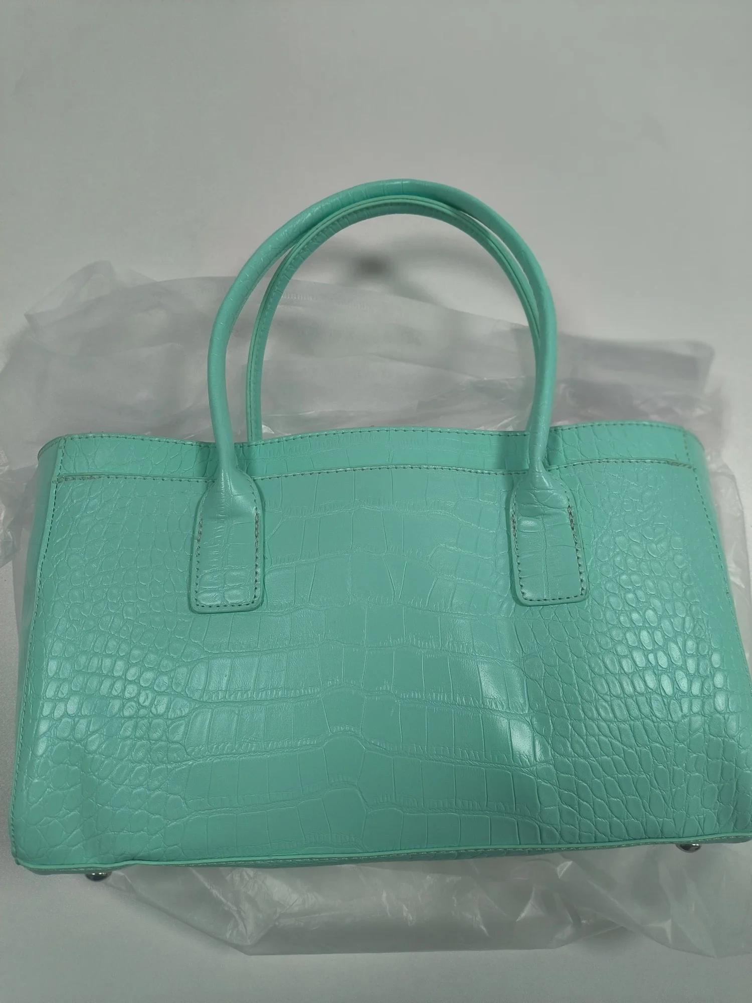 Handtasche mit Krokodilleder-Prägung und Obergriff, Luxuriöse Grüne Tragetasche, Vielseitige Schicke Alltags-Schultertasche für Frauen – Detail 1