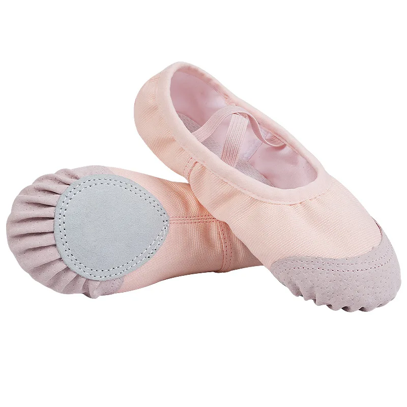 Dance shoes with leather toe and no tie for children and adults, soft soled body exercise shoes, gymnastics cat paw shoes, Chine