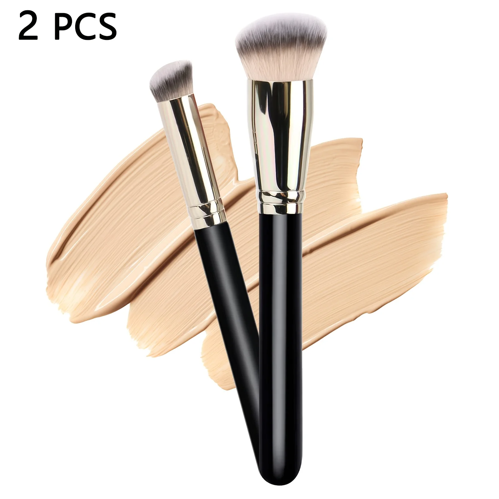 2PCS Angled Foundation & Concealer Makeup Brush Soft Synthetic Hair Face Cosmetic Brush for Daily Makeup