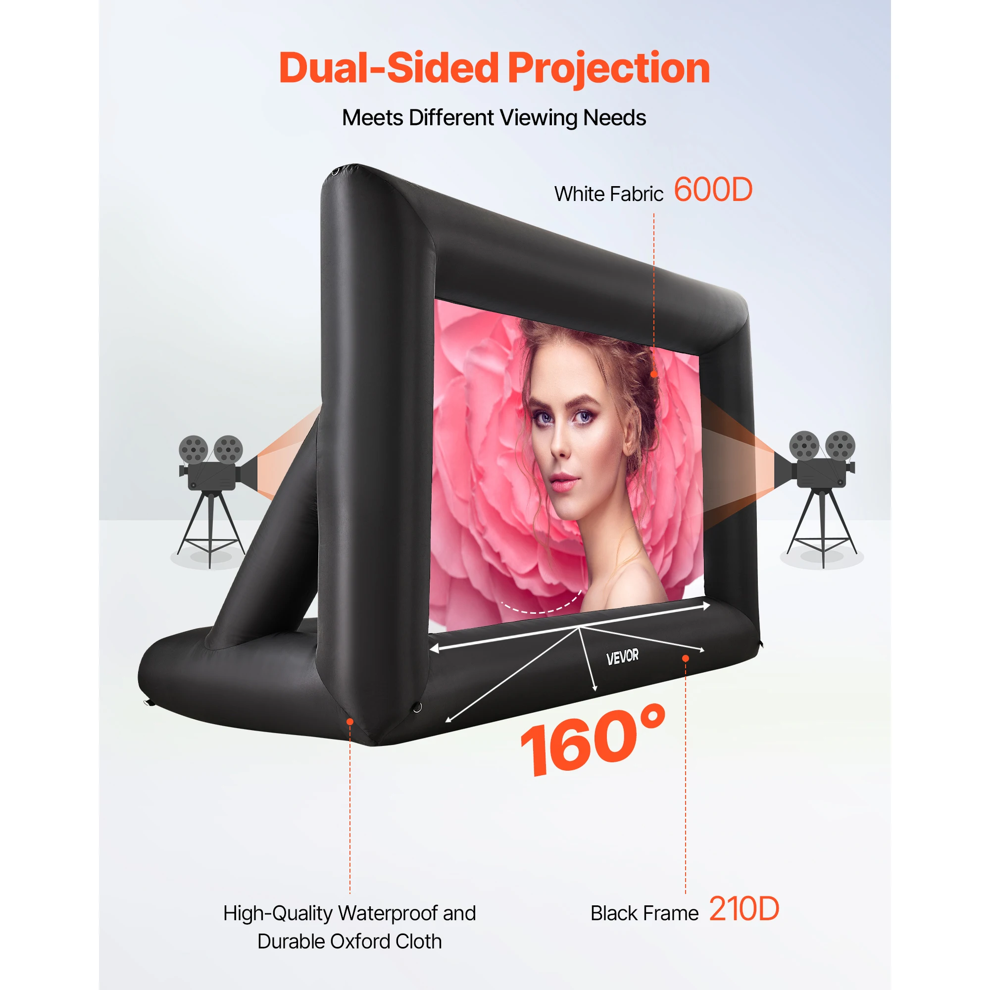 SucceBuy 14/15/16/18/20 قدم شاشة عرض قابلة للنفخ مع شاشة عرض منفاخ الهواء 120 واط لحفلة موضوع المسرح الخارجي #4